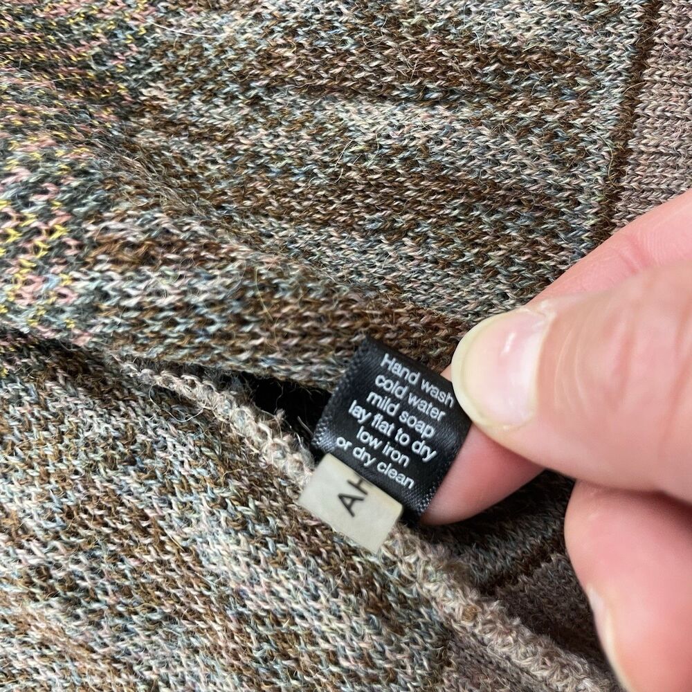 Peruvian Connection Taupe and Teal Patterned Open-Front Cardigan - Picture 7 of 13